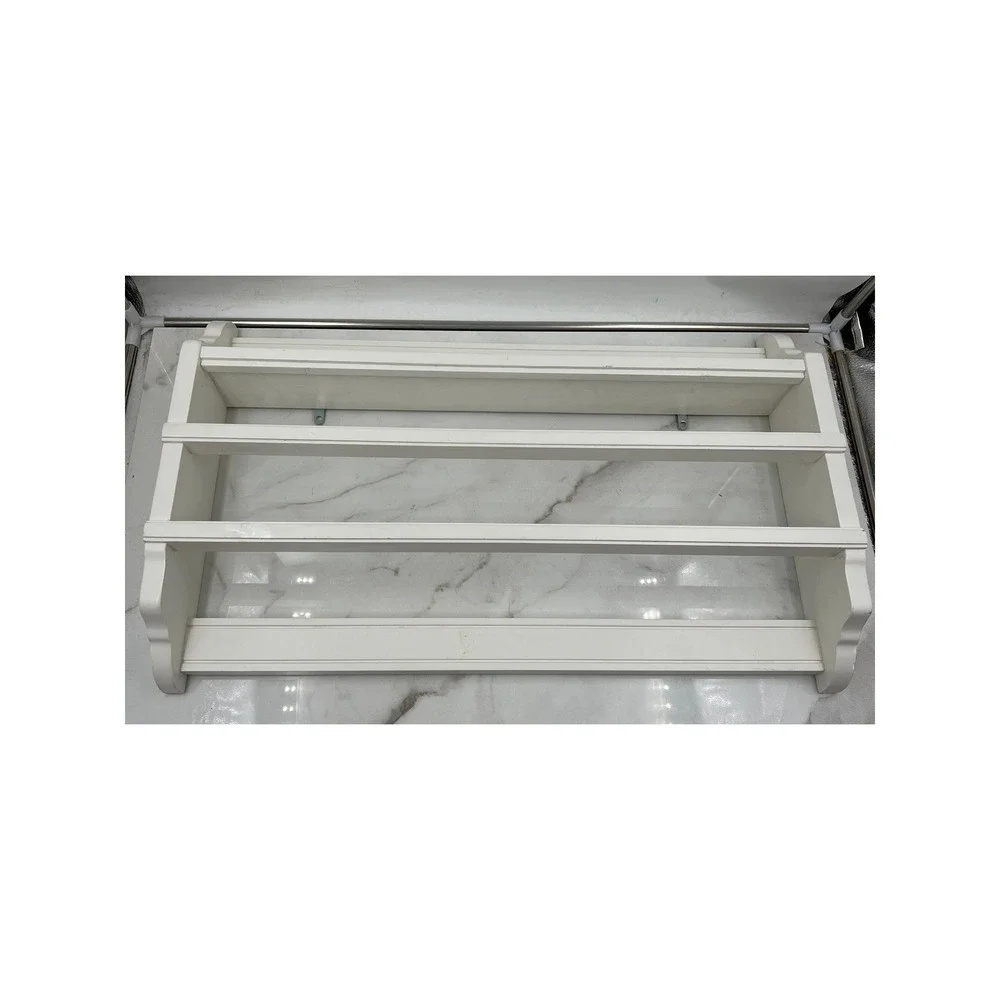 The Land of Nod White Wood Wall Mounted Book Bin Nursery Storage Rack 24.5in
